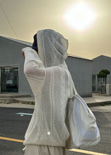 MESH KNIT HOOD ZIP-UP