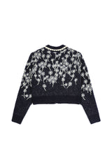 Flower Wool Cardigan [Navy]