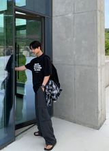 ナンバーキプデニムレタリングベーシックオーバーフィット半袖Tシャツ