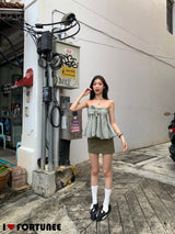カーキスティーディHラインミニスカート