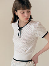 RIBBON SKASHI HALF KNIT WHITE