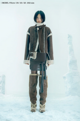 Asym Shearling Wedge Boot / Stone Brown