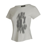 Slim Fit Short Sleeve Tee – Blurred Type [WHITE]