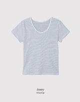 デイリーボーダーUネックショートスリーブTシャツ (3color)