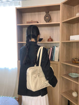Classic ribbon school bag_cream