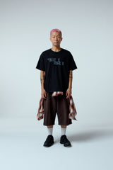EEERRR Distorted ロゴ オーバークロップフィットTシャツ (ブラック)