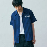 dustin chain stitch bowling shirt navy