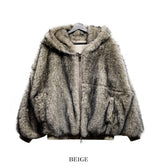 Kuro two way fur hoodie zip-up