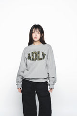 25SS ファブリックアップリケスウェットシャツ メランジ