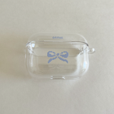romantic ribbon clear hard airpods case