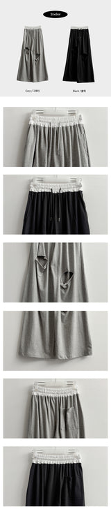 Bimbe color banding damage cutting training wide pants
