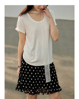 Dot ruffle flare mini skirt