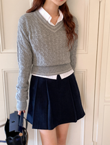Cashmere Cable Stitch V-neck Knit (5color)