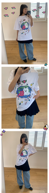 CAT&DOG IN SWEET HOME T SHIRT - WHITE