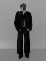 Eyelet Angora Fur Short Beanie