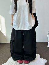 HARDY EVEN TWO PINTUCK BALLOON CARGO LONG PANTS🩶🖤2COLOR