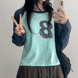 Color-Blocked Long-Sleeve Tee Vivi Embroidered Raglan Long Sleeve (4 colors)