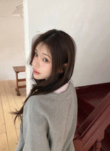 バックレタリングエンブロイダリーVネックニットカーディガン (6color)