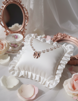 アドラブル リボンパールチョーカーネックレス- Rosegold Color