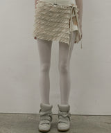 Frilled Mini Wrap Skirt Beige
