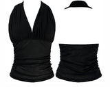 halterneck mesh shirring top