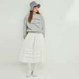 LACE PINTUCK BANDING SKIRT_WHITE