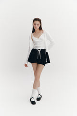 Ribbon Punching Cardigan Ivory