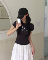 [MADE/7color] タイニーリブレタリング半袖Tシャツ