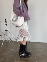 silky frill bermuda pants