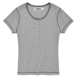 ステッチポイントスリムフィットTシャツ[メランジグレー]