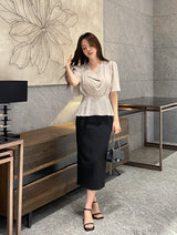 Jed-in Drape Chiffon Peplum Blouse