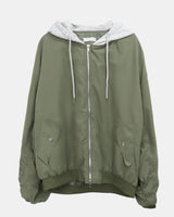 Debin Oversized Shirring Hooded Bomber Jacket