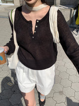 [MADE] Rules Button Henley Neck Knit