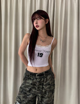 Forever numbering lace crop sleeveless