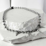 ss-spike Ball chain necklace_silver x 4