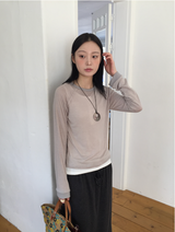 ミニューシースルーウール切開長袖Tシャツ(4c)