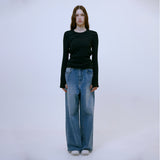 Distressed Wide Denim Pants