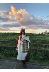 Celebrity toggle checkered long coat