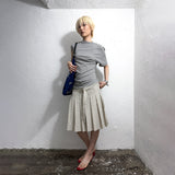 ASYMMETRIC DRAPED T-SHIRT: MELANGE