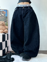 ベルトセット🤎🩵ヒップベルテッドデニムバルーンロングパンツ 🤎🩵2カラー