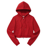 KIRSH プレーンスリムフィットクロップパーカージップアップ [RED]