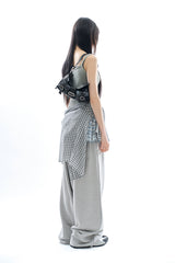 Long waist rib loose sweatpants