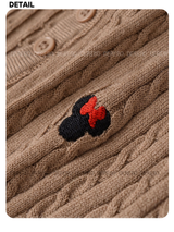 wool button twist embroidered long-sleeved knitwear