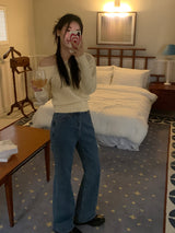 [MADE] Fulls cashmere unbalanced off-shoulder knitwear