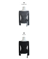 スタッドラップオフショルダーブラッシュTシャツ (3colors)