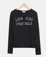 Quind Letter Button Long Sleeve T-Shirt