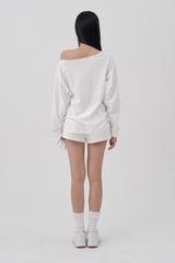 Soft Club one-shoulder sweatshirt, White