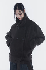 アンバーベルトダブルコート brown