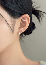 [3-Set] Simple Cross Pearl Earring Set / Daily Cubic Mini Wedding Guest Look
