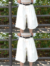 シティクラシックピンタックバミューダパンツ(White)